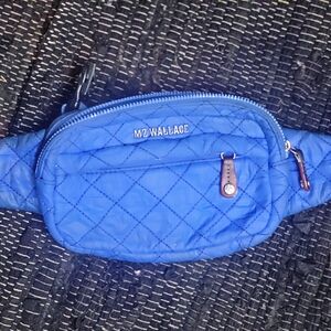 MZ Wallace Quilted Blue Waist Bag